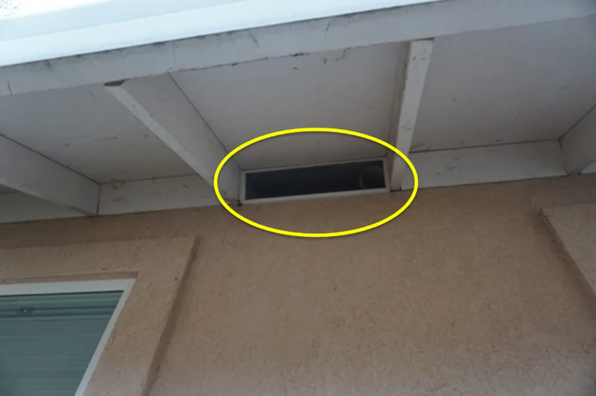 Open eave with vents installed.