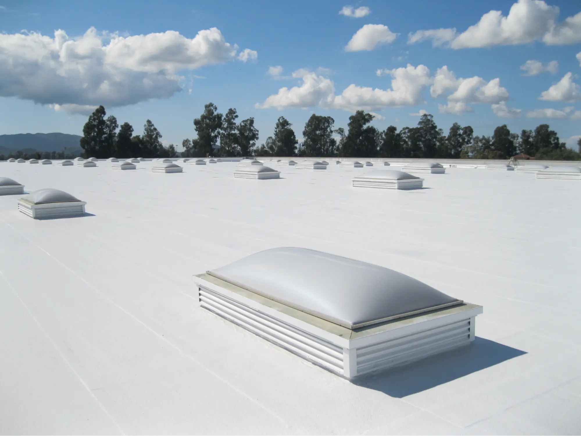 Thermoplastic olefin (e.g., TPO) roof covering in good condition. Source: <a href="https://www.centralhomesroofing.com/wp-content/uploads/2019/07/tpo-roof.jpg">Central Homes Roofing</a>.