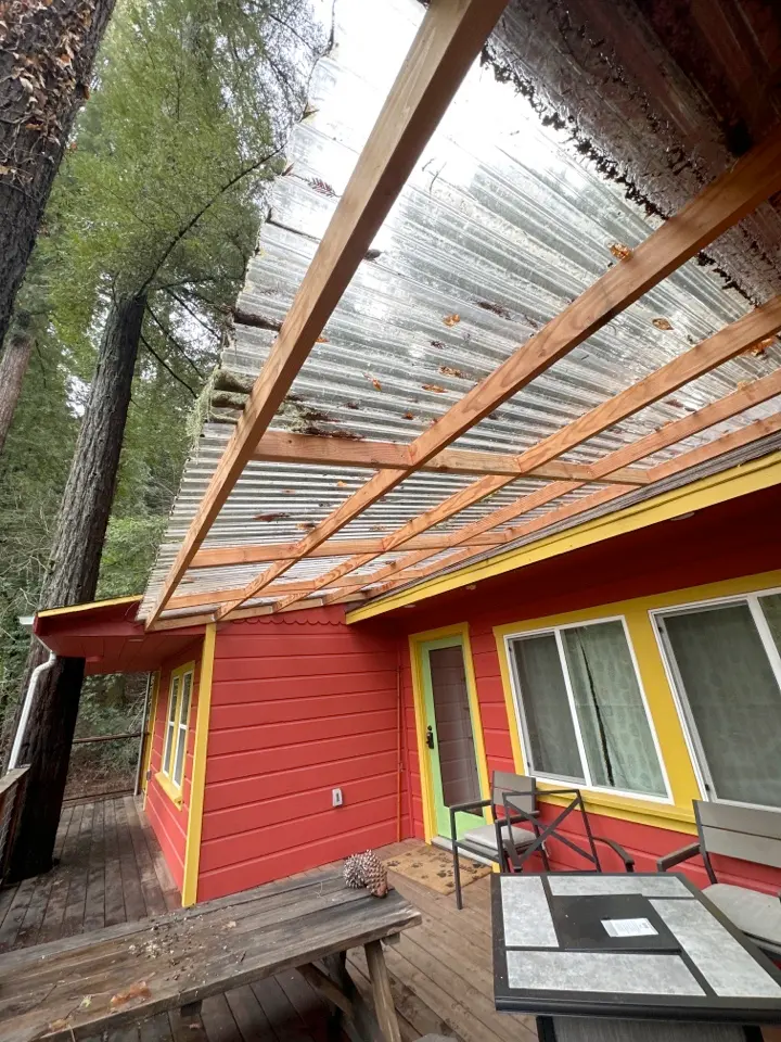 Plastic roof panels in good condition. However, plastic roof panels deform at relatively low heat exposure and should be replaced.