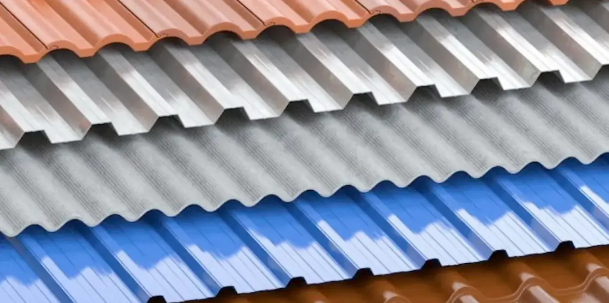 A variety of new corrugated metal roofing materials.  As long as the open ridge ends are mitigated to prevent ember intrusion to the roof deck below, corrugated metal can be wildfire resistant.